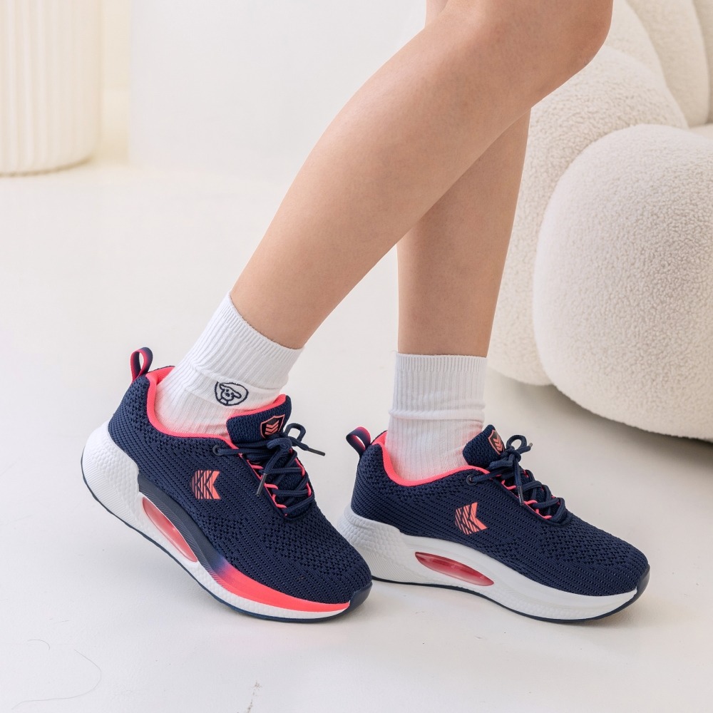 P.F.C. 上等兵 女鞋 氣墊厚底透氣大網眼綁帶休閒鞋 搖搖鞋 健走鞋 黑/灰 80852-規格圖10