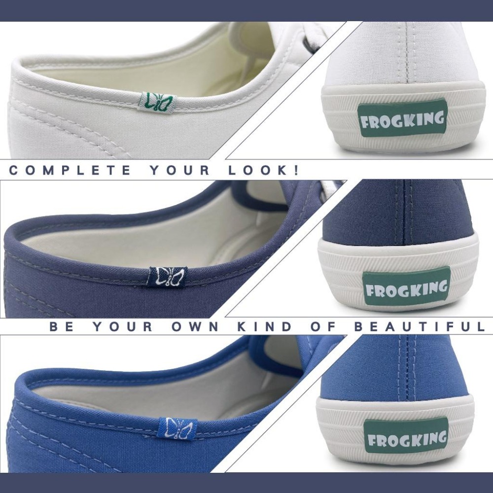 FROGKING MIT 台灣製 女鞋 寧靜色系舒適手工免綁帶休閒鞋 懶人鞋 平底鞋 F-1289-細節圖5