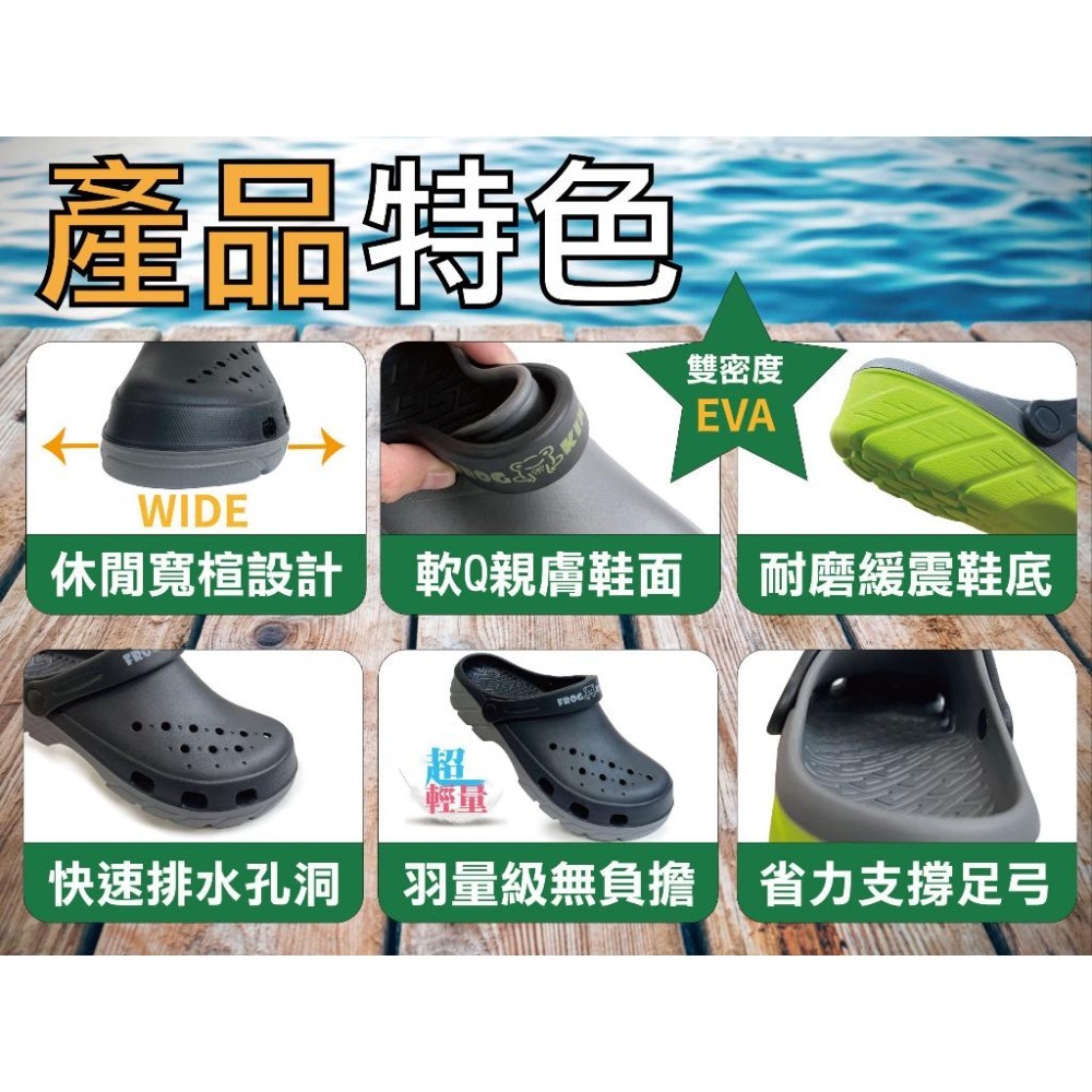 FROGKING 男鞋 EVA雙密度防水兩用洞洞鞋 布希鞋 防水拖鞋 涼鞋 綠 F-1689-細節圖4