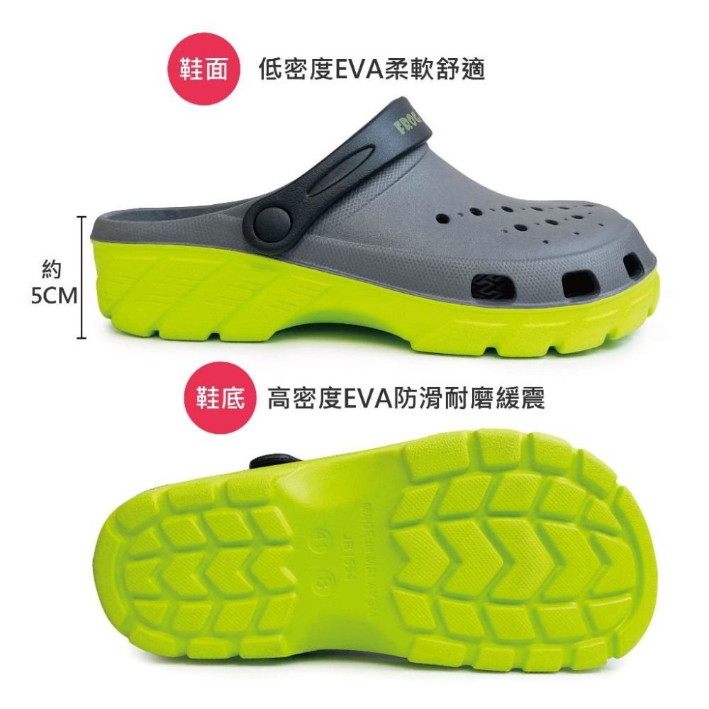 FROGKING 男鞋 EVA雙密度防水兩用洞洞鞋 布希鞋 防水拖鞋 涼鞋 綠 F-1689-細節圖8