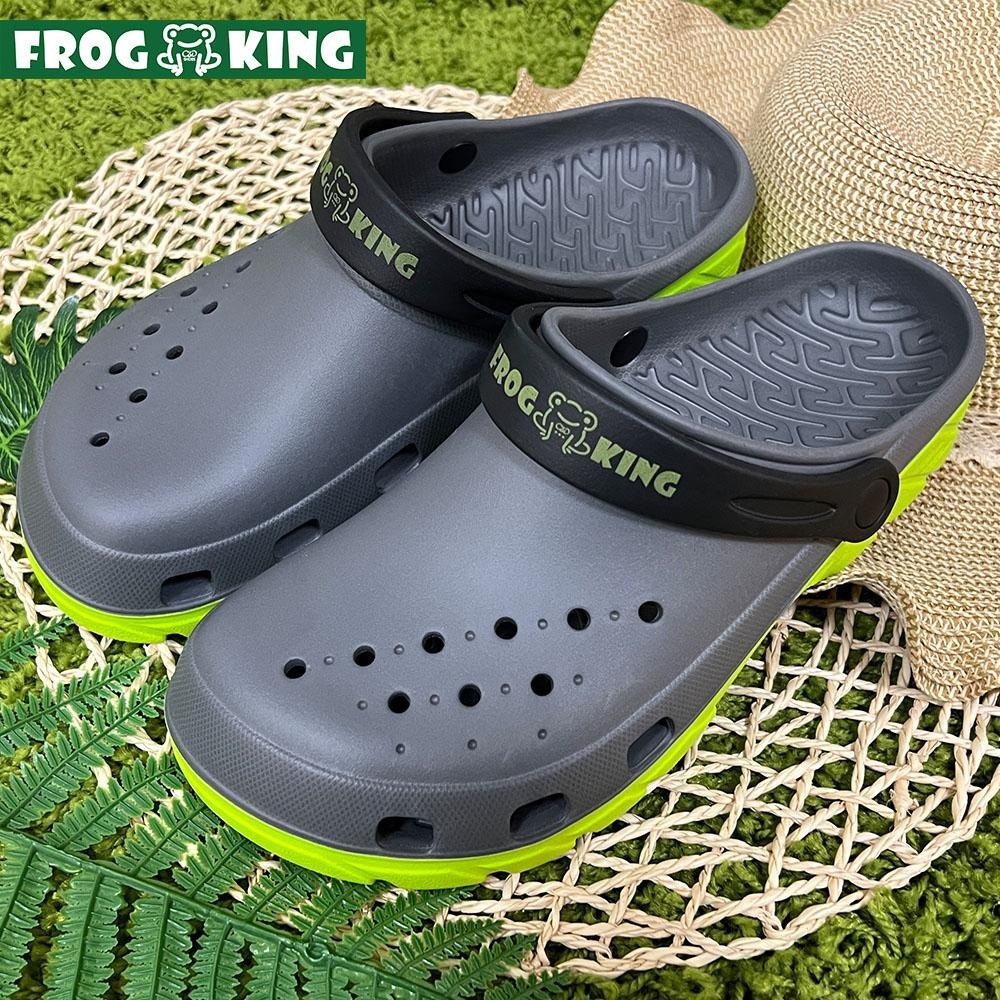 FROGKING 男鞋 EVA雙密度防水兩用洞洞鞋 布希鞋 防水拖鞋 涼鞋 綠 F-1689-細節圖9