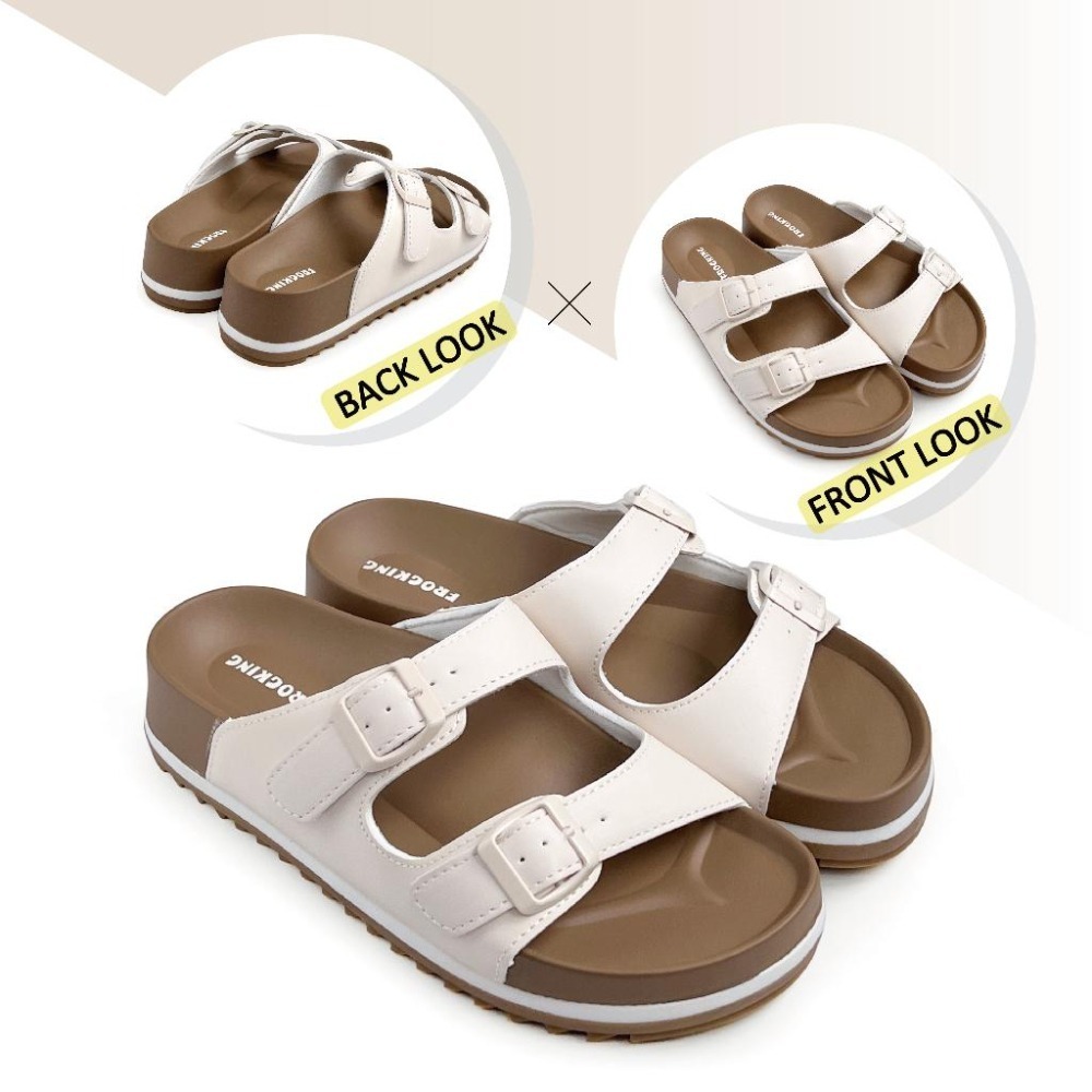 FROGKING 女鞋 經典雙帶厚底足弓紓壓拖鞋 F128-細節圖6