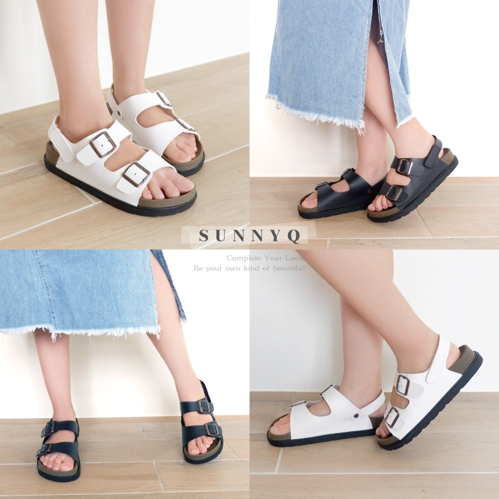 POLO MIT 台灣製  女鞋 質感雙釦寬帶魔鬼氈休閒厚底涼鞋 735-細節圖6