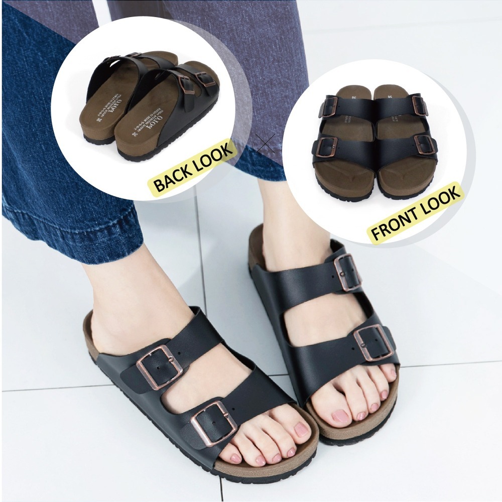 POLO MIT 台灣製 情侶鞋 超輕量 質感雙釦休閒厚底拖鞋 男鞋 女鞋  8055-細節圖2