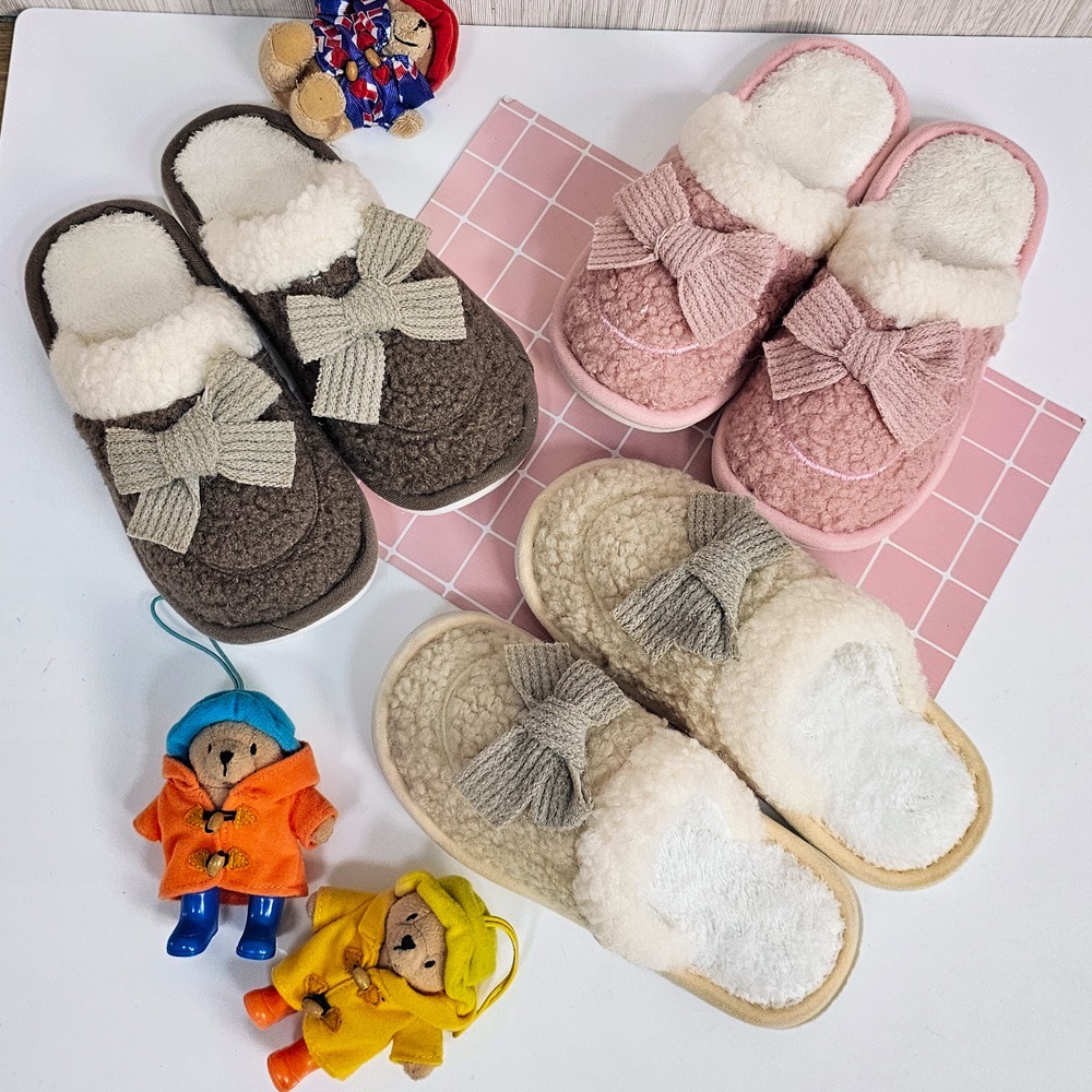 C&D 女拖鞋 大蝴蝶結絨毛保暖棉拖鞋 居家拖鞋 A416 A418-細節圖11