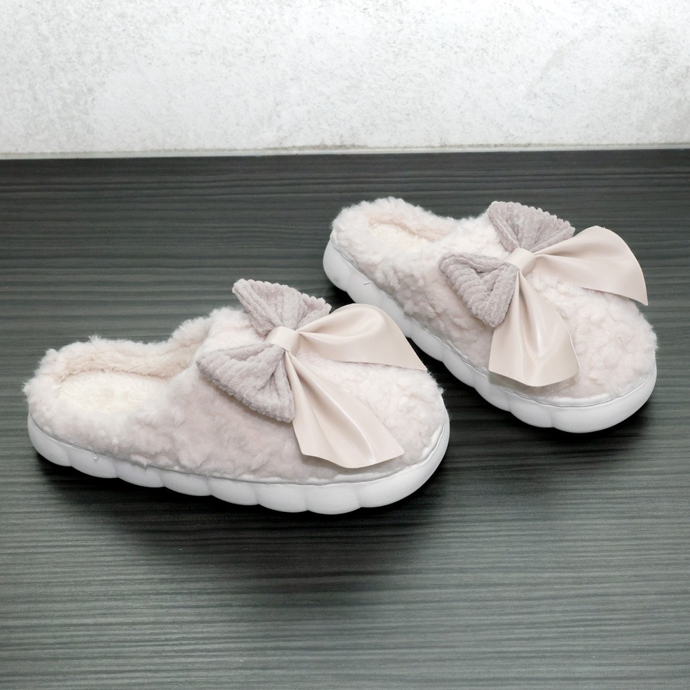 C&D 女拖鞋 大蝴蝶結絨毛保暖棉拖鞋 居家拖鞋 A416 A418-規格圖11