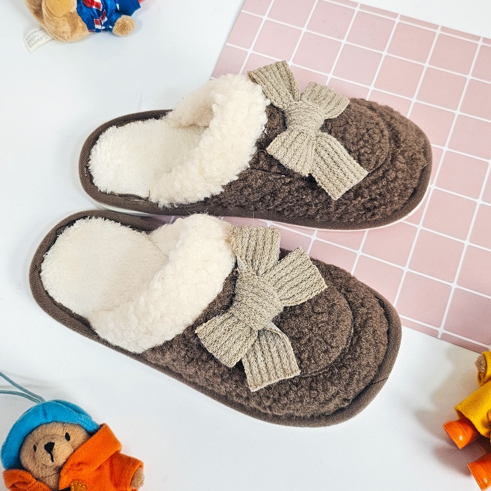 C&D 女拖鞋 大蝴蝶結絨毛保暖棉拖鞋 居家拖鞋 A416 A418-規格圖11