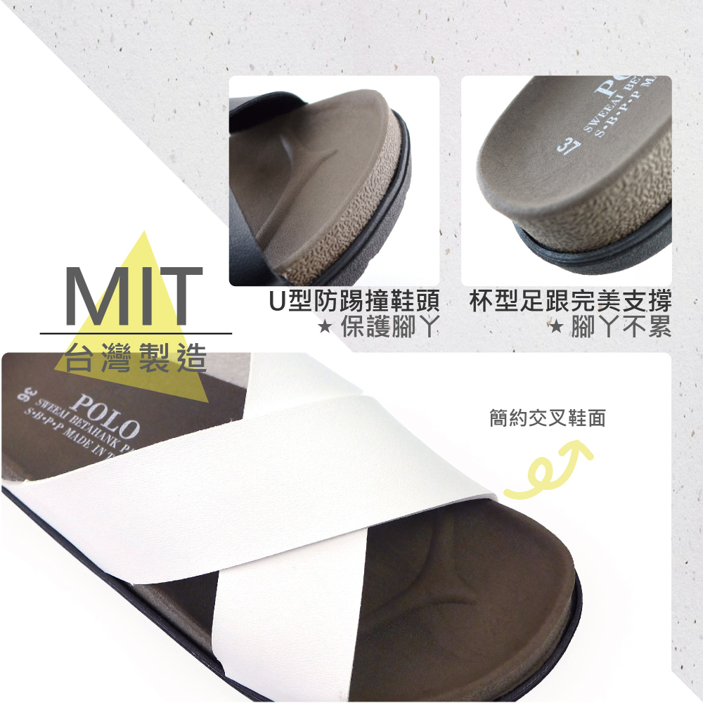 POLO MIT 台灣製  女鞋 交叉寬帶休閒厚底拖鞋 休閒拖鞋 時尚拖鞋 韓風拖鞋 737-細節圖4