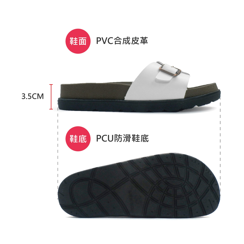 POLO MIT 台灣製  女鞋 小方釦休閒厚底拖鞋 738-細節圖4