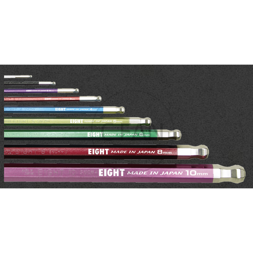 日本 EIGHT 公制 TLC-S9N 9支組 彩色 白金 多角 球型 六角板手 球頭 六角扳手 TLCS9N-細節圖3