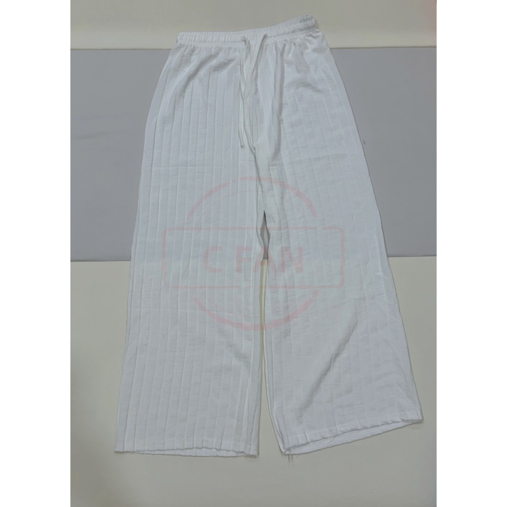 甜美 氣質 簡約 白色 垂墜感 寬褲 長褲-細節圖3