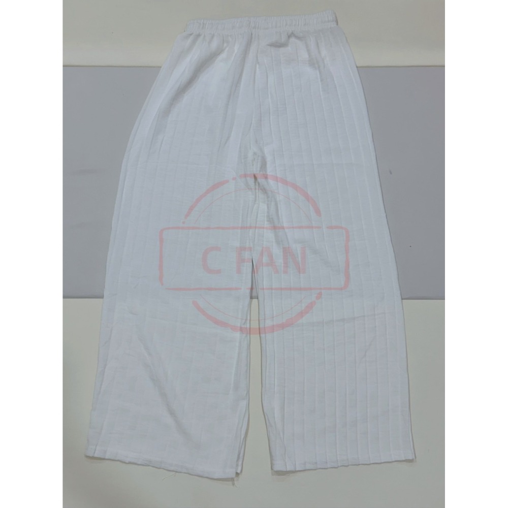 甜美 氣質 簡約 白色 垂墜感 寬褲 長褲-細節圖4