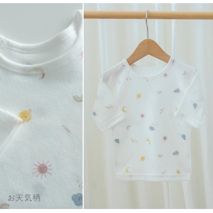 日本製 100%純棉 柔軟 溫暖 保暖 七分袖 秋冬 內搭 內衣 上衣 白色 90cm-規格圖10