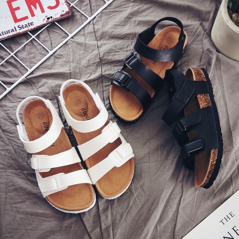 2024【升級款】加高足弓軟墊一字涼鞋魔鬼氈老師傅手工訂製牛皮勃肯軟木拖鞋情侶款-細節圖3