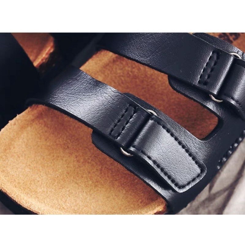 2024【升級款】加高足弓軟墊一字涼鞋魔鬼氈老師傅手工訂製牛皮勃肯軟木拖鞋情侶款-細節圖5