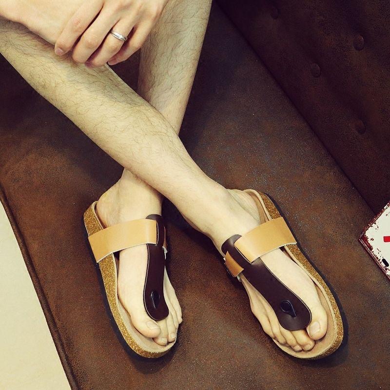 2024【升級款】加高足弓軟墊夾腳人字皮革老師傅手工訂製牛皮勃肯軟木拖鞋 大尺碼 情侶款 #35-46-細節圖9