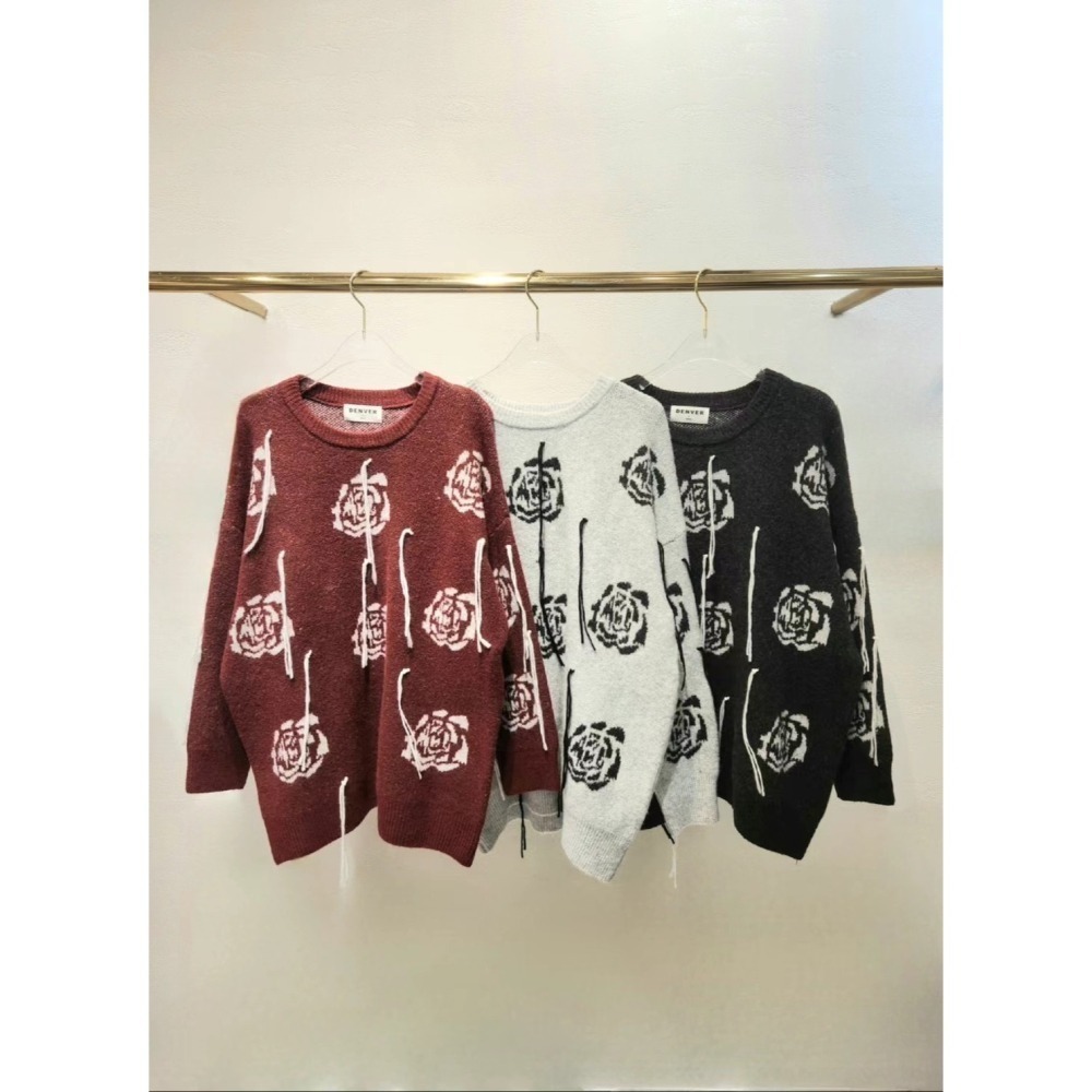 Twins 🇰🇷 韓國代購 東大門 正韓 花朵針織長袖毛衣-細節圖9