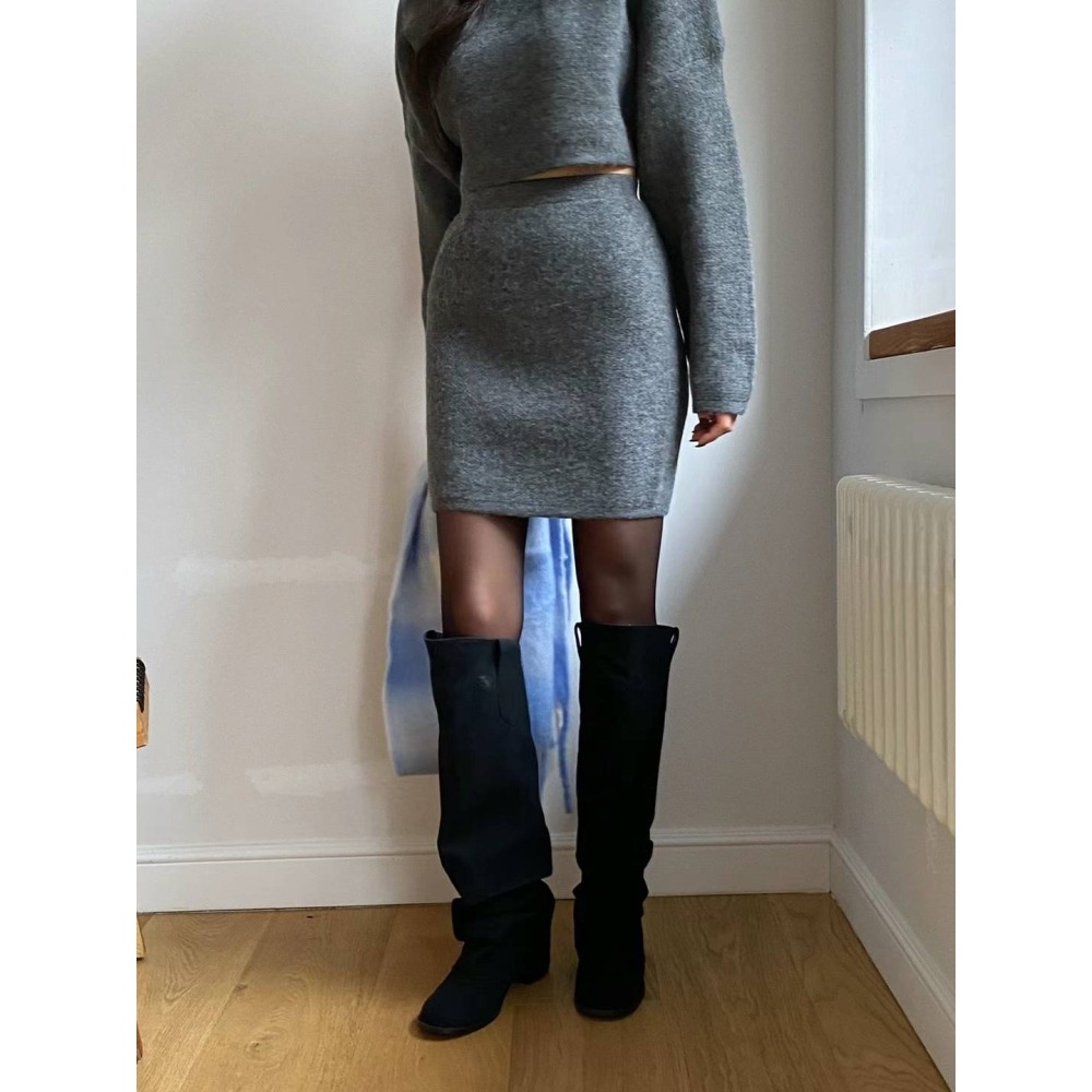 Twins 🇰🇷 韓國代購 東大門 正韓 羊毛條紋上衣+裙子SET-細節圖7