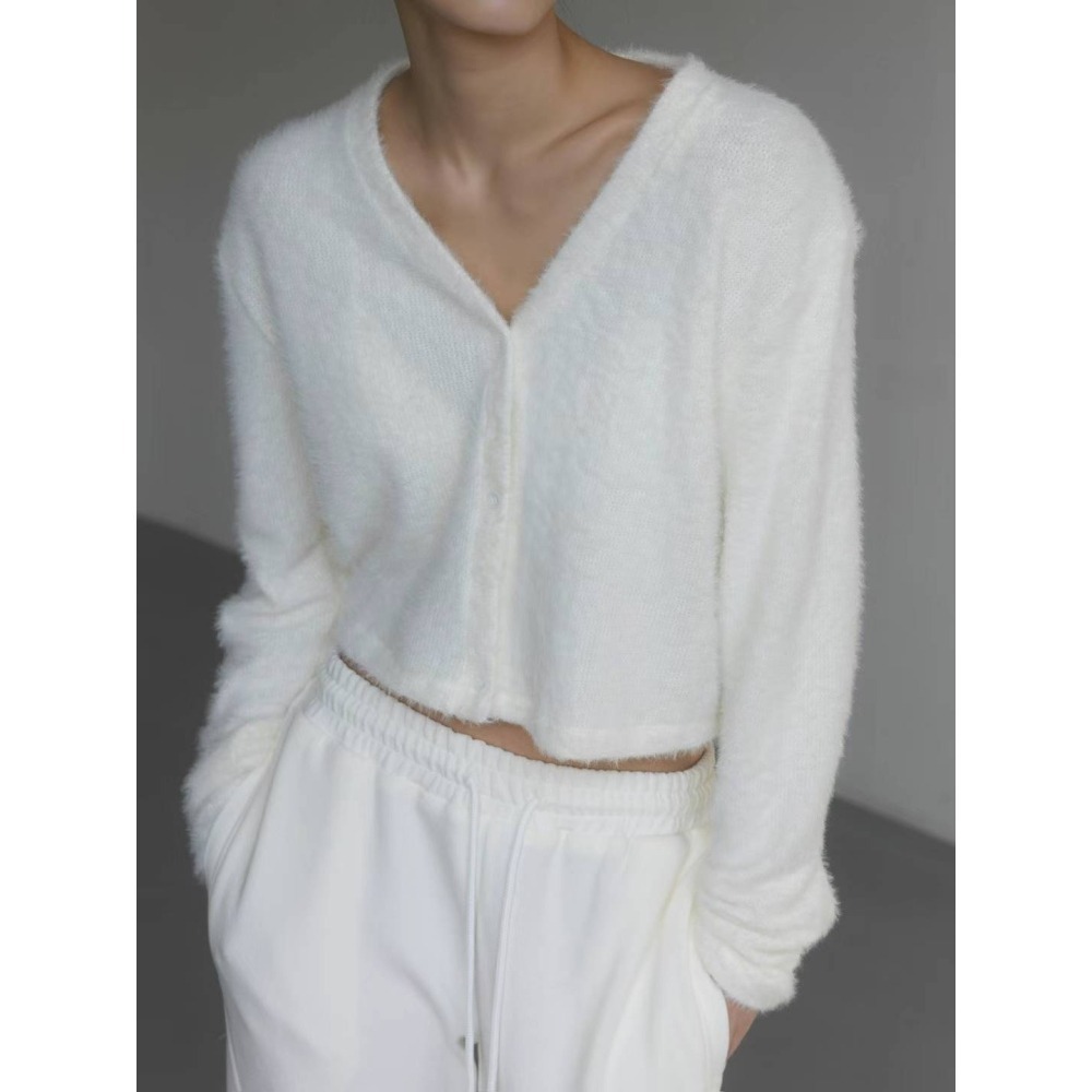 Twins 🇰🇷 韓國代購 東大門 正韓 毛毛鈕釦短版上衣-細節圖7