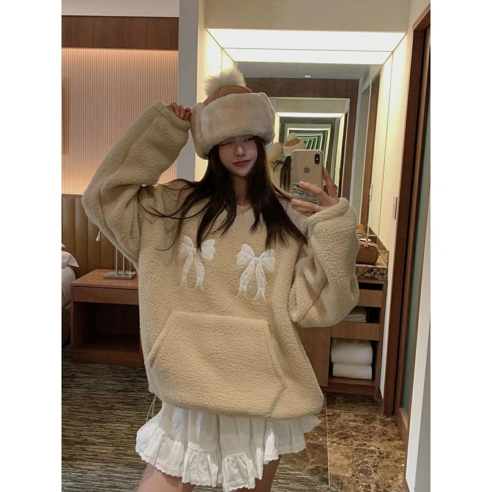 Twins 🇰🇷 韓國代購 東大門 正韓 羔毛V領蝴蝶結毛衣-細節圖5