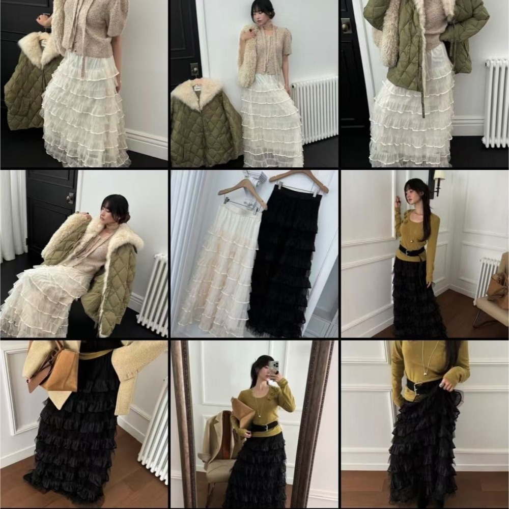 Twins 🇰🇷 韓國代購 東大門 正韓 浪漫層次透視蛋糕裙-細節圖11