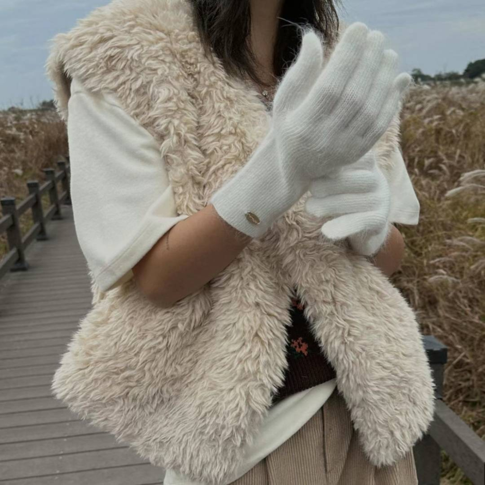 Twins 🇰🇷 韓國代購 東大門 正韓 爆可愛羊羔毛長版背心-細節圖3