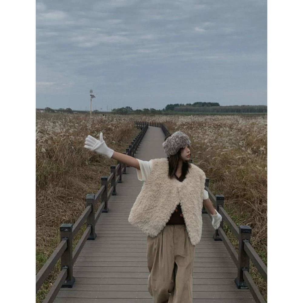 Twins 🇰🇷 韓國代購 東大門 正韓 爆可愛羊羔毛長版背心-細節圖8