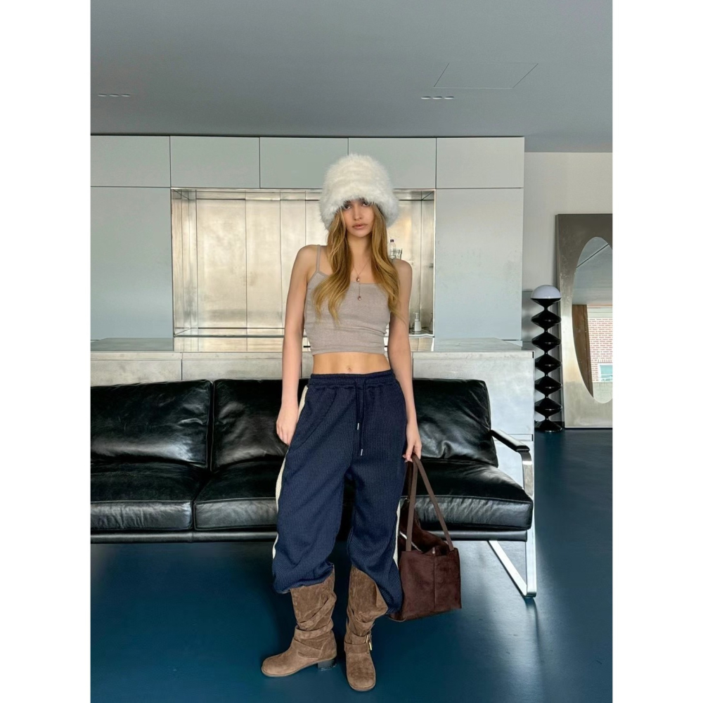 Twins 🇰🇷 韓國代購 東大門 正韓 側條紋針織休閒褲-細節圖6