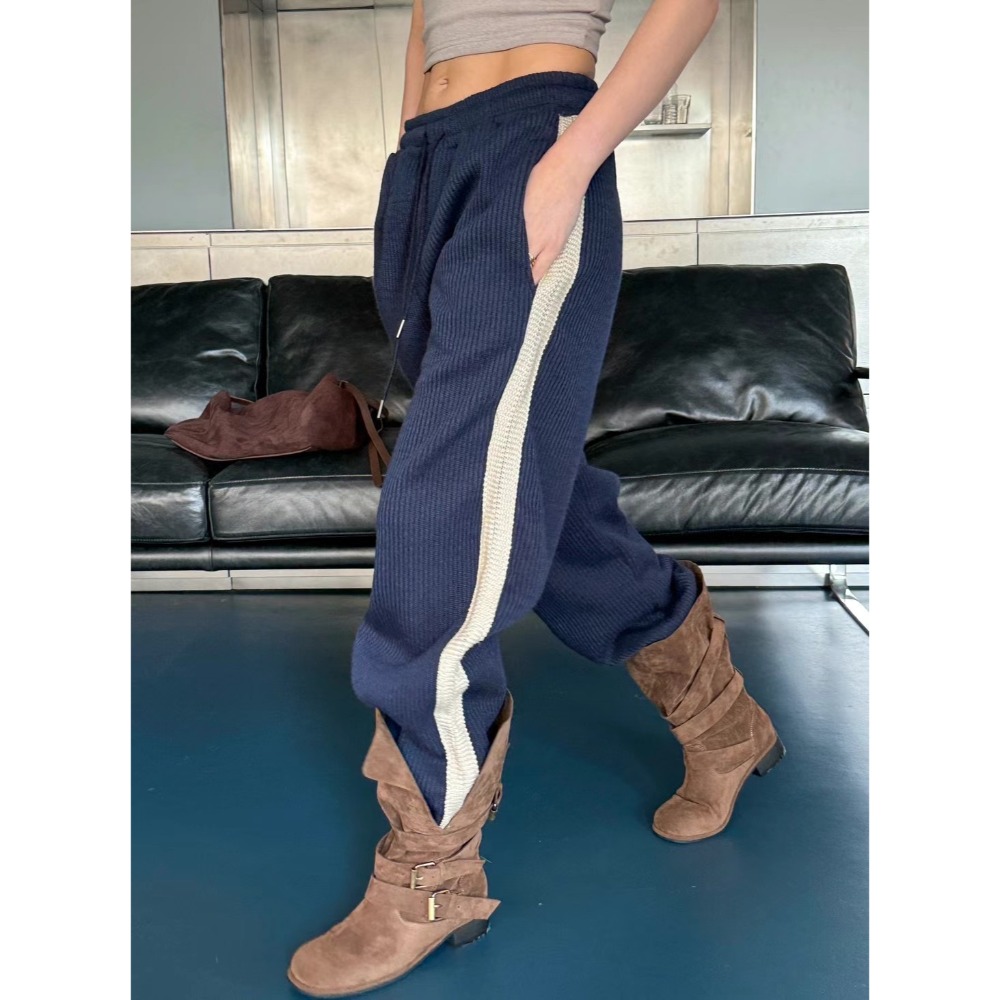 Twins 🇰🇷 韓國代購 東大門 正韓 側條紋針織休閒褲-規格圖8