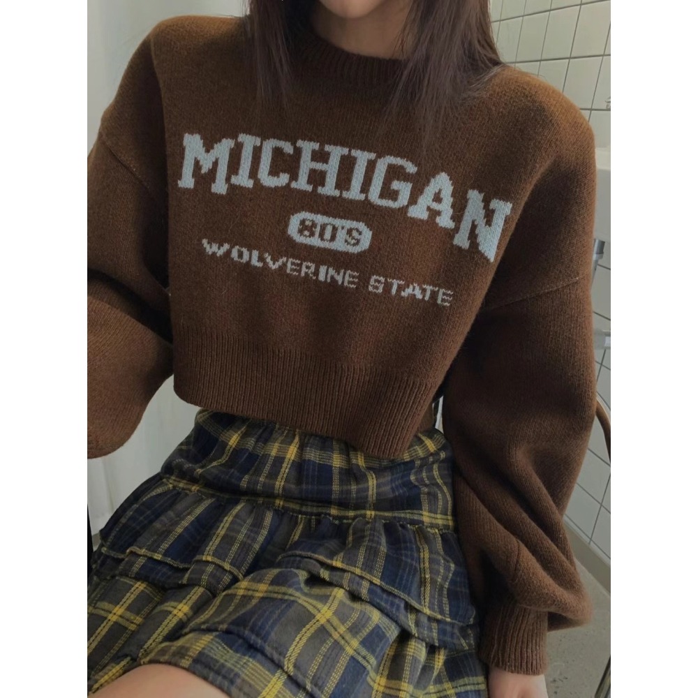 Twins 🇰🇷 韓國代購 東大門 正韓 字母印花短版毛衣-細節圖4