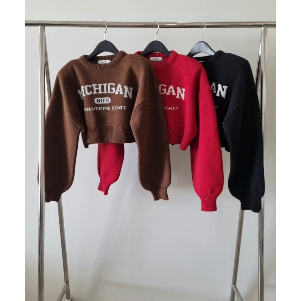 Twins 🇰🇷 韓國代購 東大門 正韓 字母印花短版毛衣-細節圖8