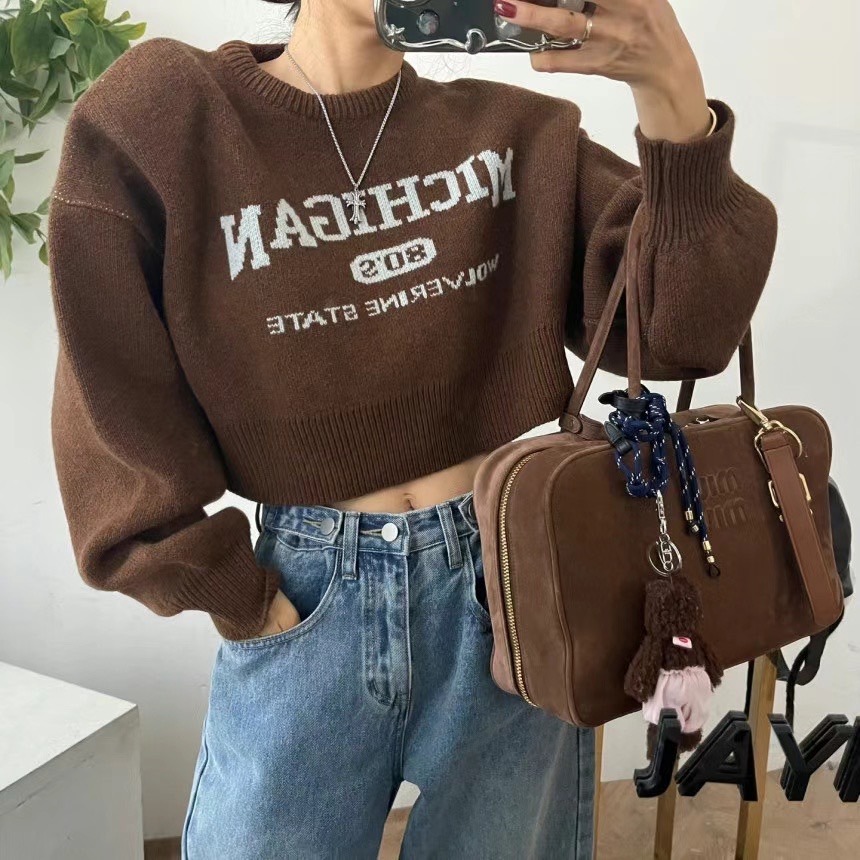 Twins 🇰🇷 韓國代購 東大門 正韓 字母印花短版毛衣-規格圖8