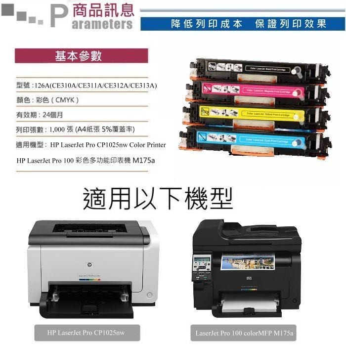 【酷碼數位】 CE310A CE311A CE312A CE313A CP1025nw 碳粉 HP 126A 碳粉匣-細節圖3