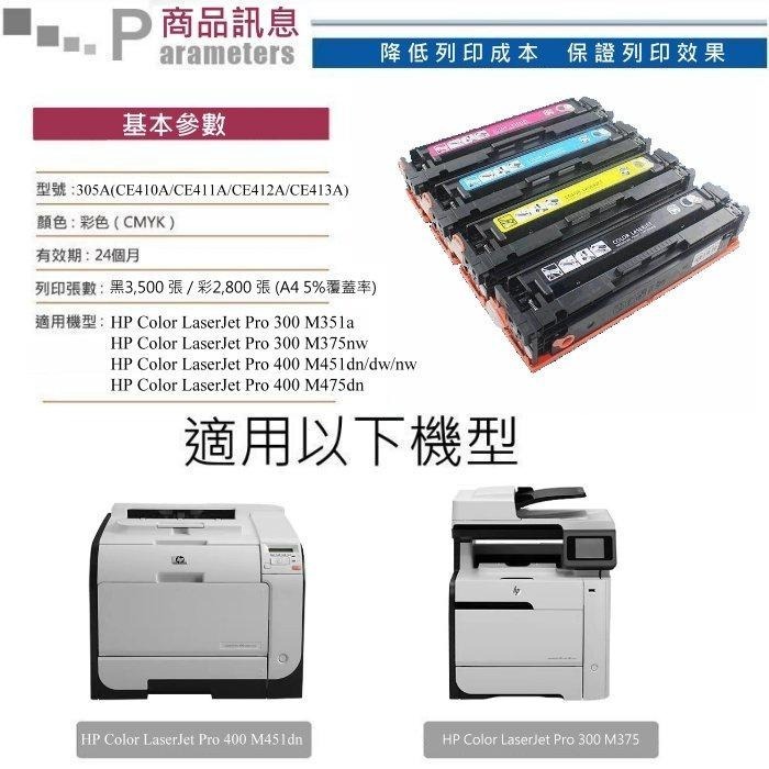 【酷碼數位】HP CE410A CE412A CE413A CE411A M351 M375nw M451dn 碳粉匣-細節圖3