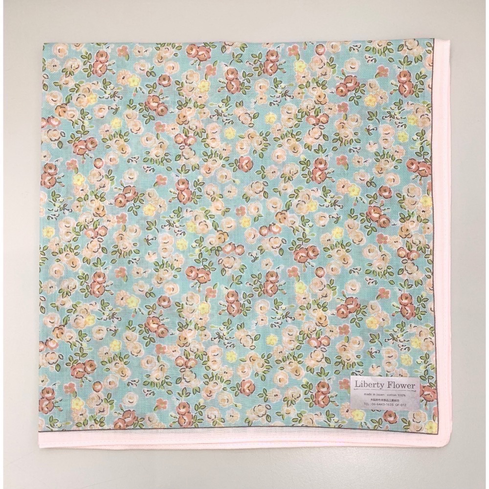 日本製 Liberty Flower 純棉 手帕 方巾 現貨-規格圖1