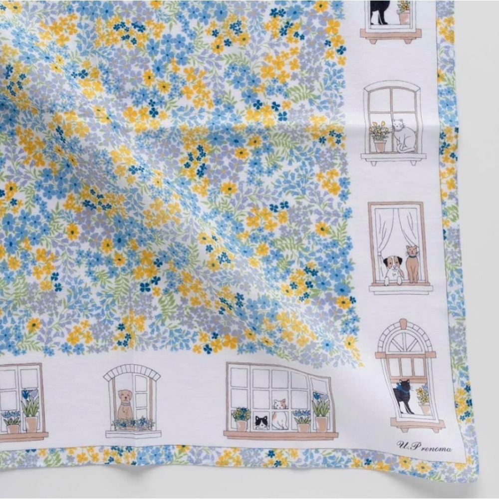 ￼日本製 U.P renoma 棉紗手帕 方巾 大判 現貨 58cm-規格圖2