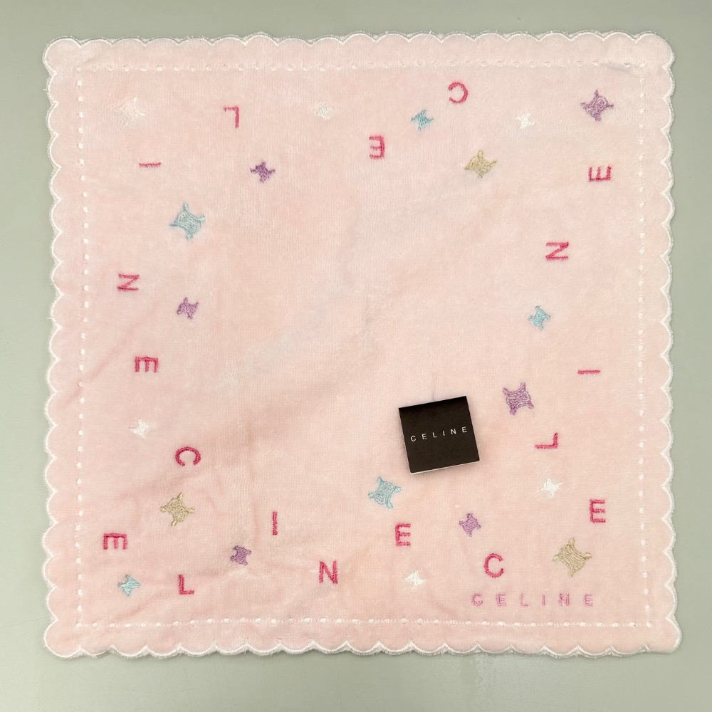 日本製 法國名牌 CELINE 手帕 方巾 純棉 絨布 現貨-細節圖2