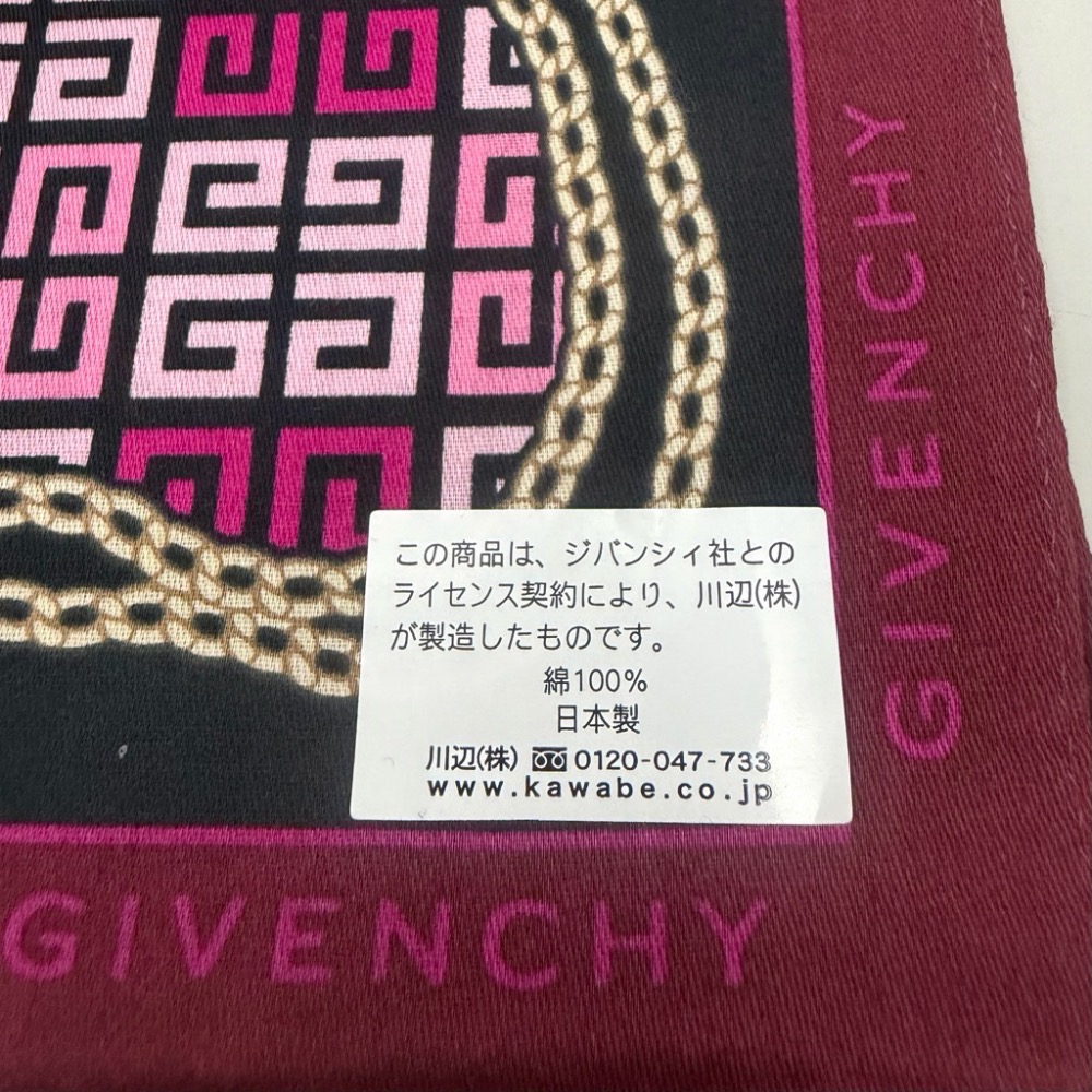 ￼日本製 GIVENCHY 紀梵希 滿版 LOGO 手帕 方巾 領巾 現貨-細節圖3