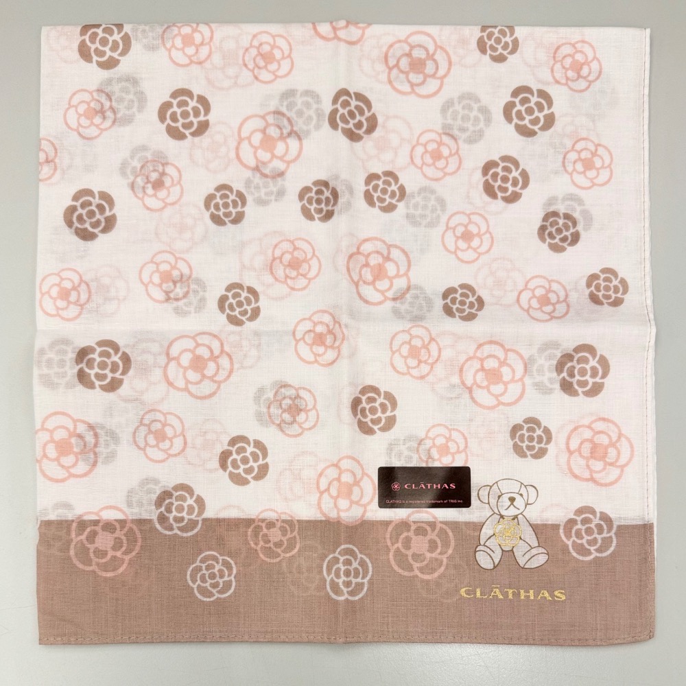 日本製 CLATHAS 山茶花 LOGO 手帕 方巾 領巾 現貨-細節圖2
