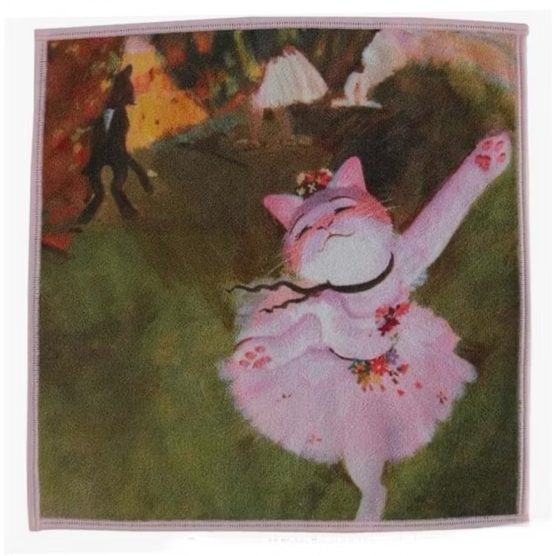 【CAT ART】知名畫家山本修 貓與藝術 超細纖維 手帕 方巾-規格圖1