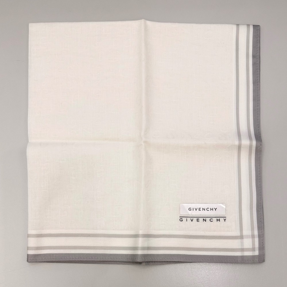 全新古著 法國名牌 GIVENCHY 手帕 方巾 純棉 現貨-細節圖2