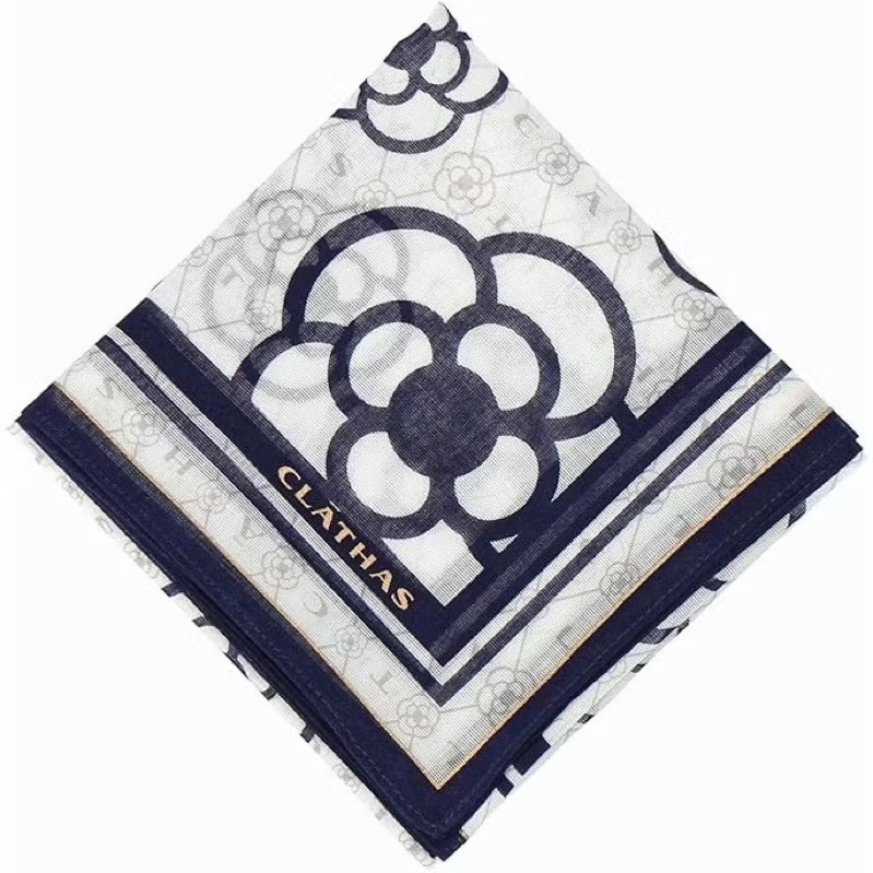 日本製 CLATHAS 山茶花 棉紗手帕 方巾 現貨 58cm-細節圖2