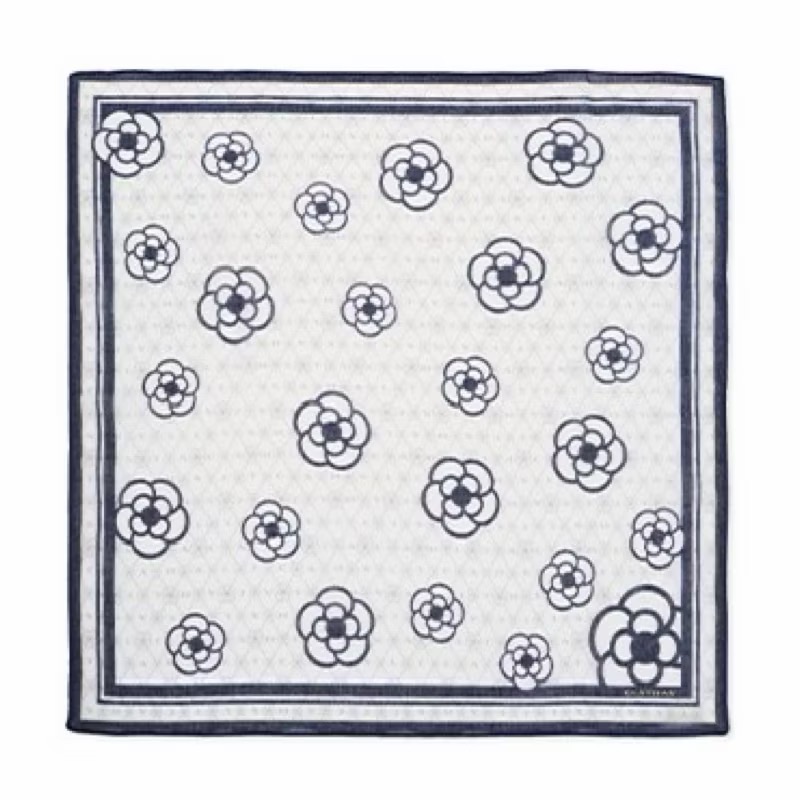 日本製 CLATHAS 山茶花 棉紗手帕 方巾 現貨 58cm-規格圖2