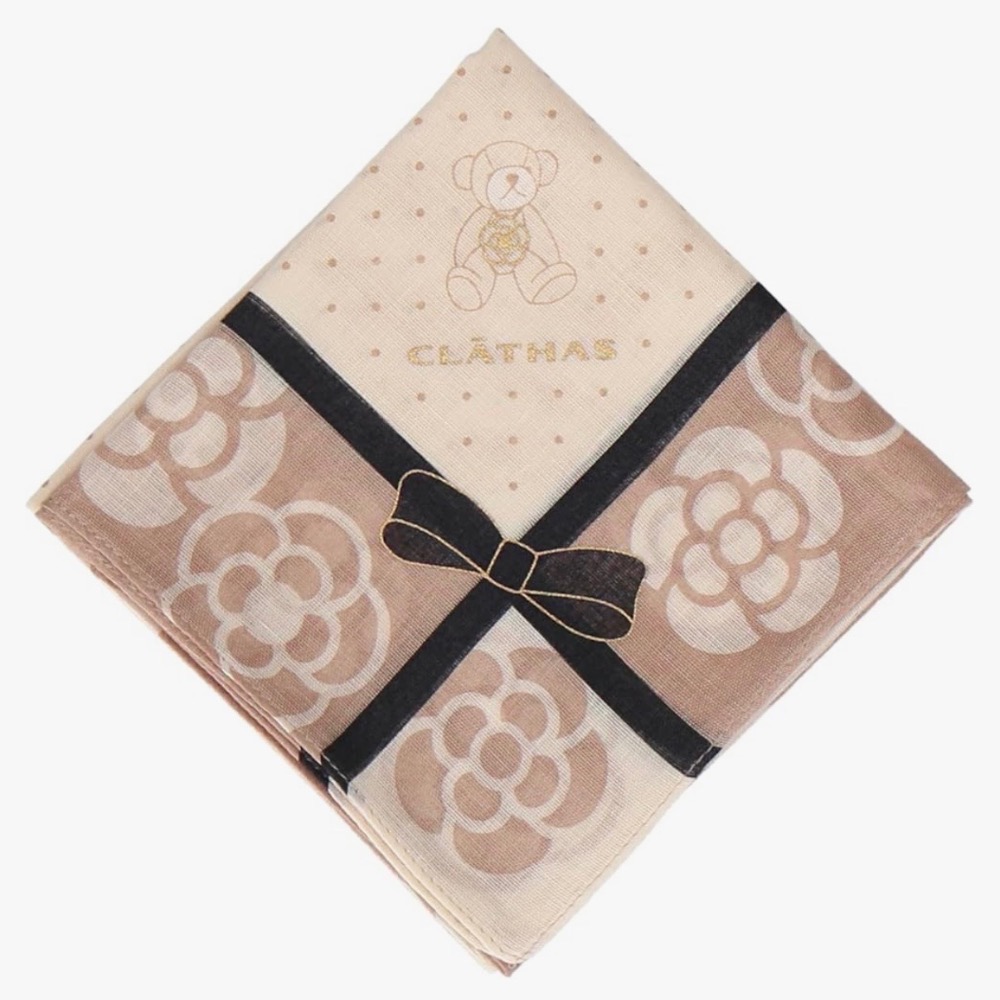 日本製 CLATHAS 山茶花 手帕 大方巾 現貨 58cm-細節圖2