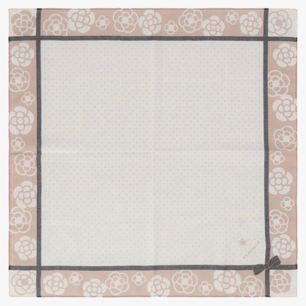 日本製 CLATHAS 山茶花 手帕 大方巾 現貨 58cm-規格圖3