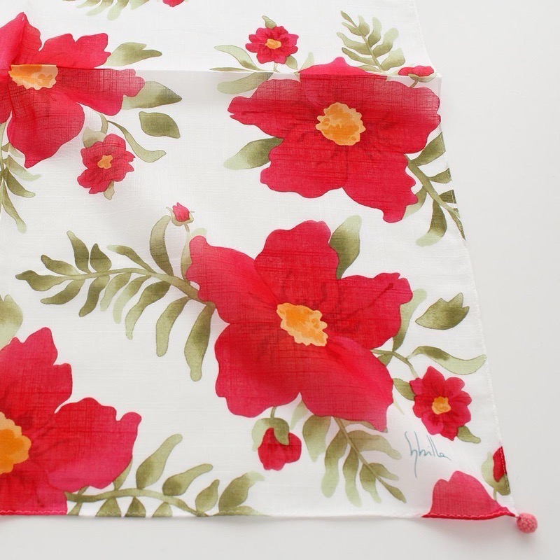 日本製 西班牙品牌 sybilla 手帕 大方巾 領巾 品質再升級58cm-規格圖1