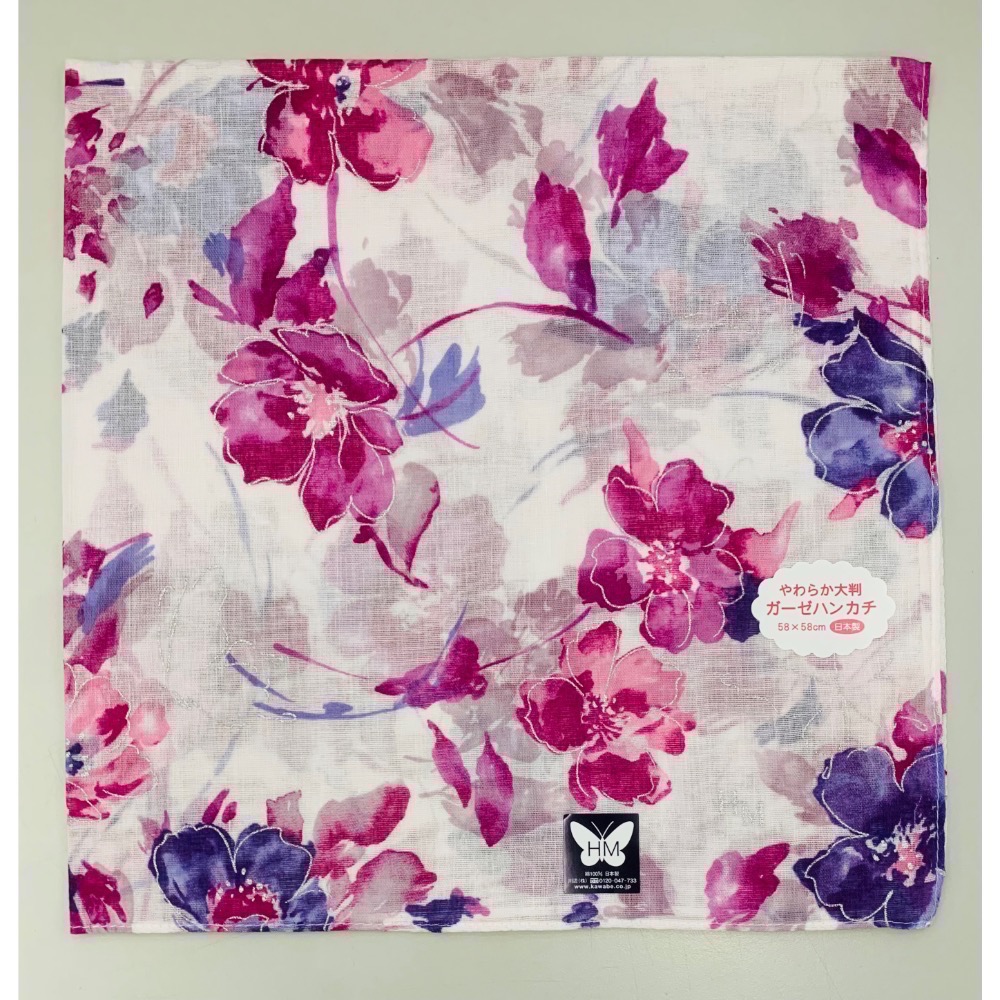 日本製 HM HANAE MORI 森英惠 蝴蝶 手帕 方巾 58cm-細節圖2