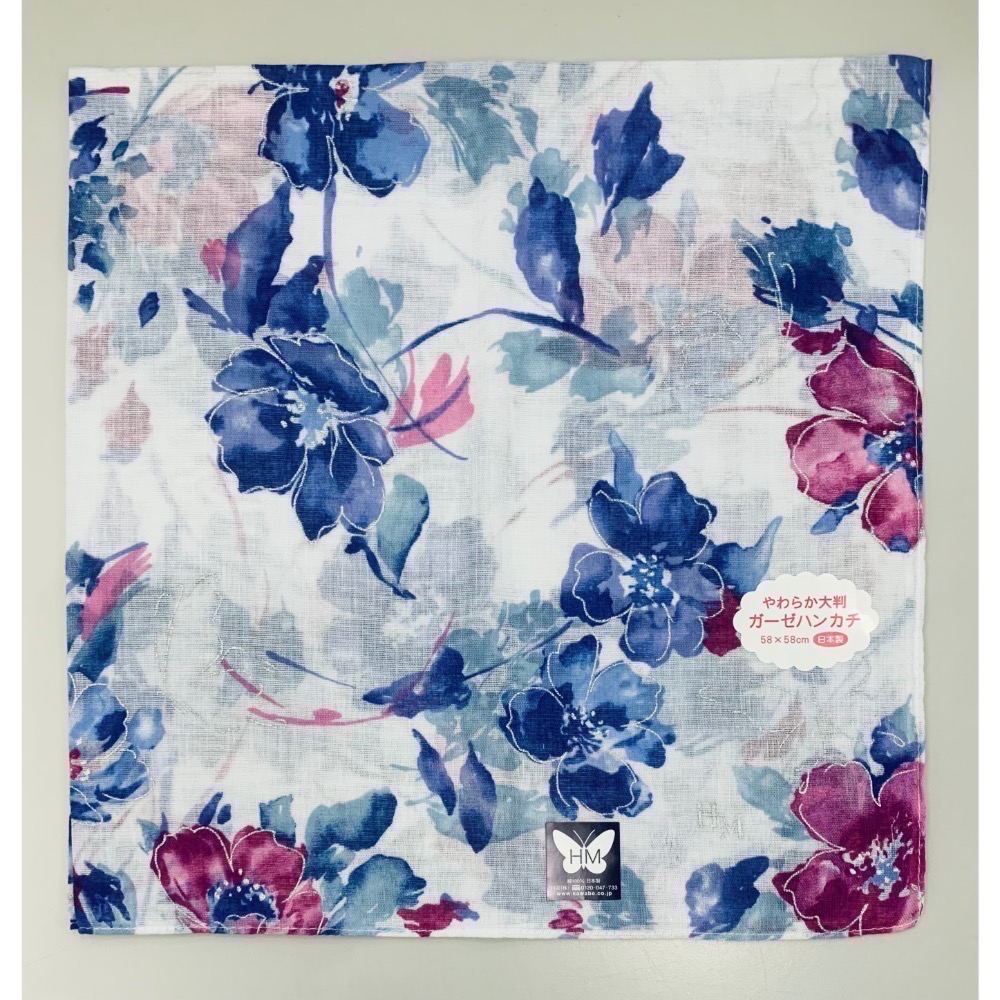 日本製 HM HANAE MORI 森英惠 蝴蝶 手帕 方巾 58cm-細節圖3