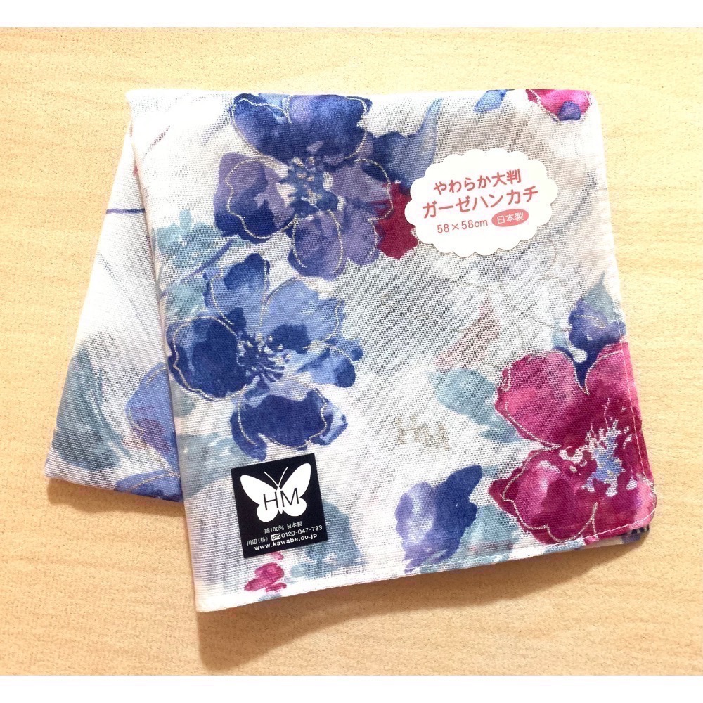 日本製 HM HANAE MORI 森英惠 蝴蝶 手帕 方巾 58cm-規格圖3