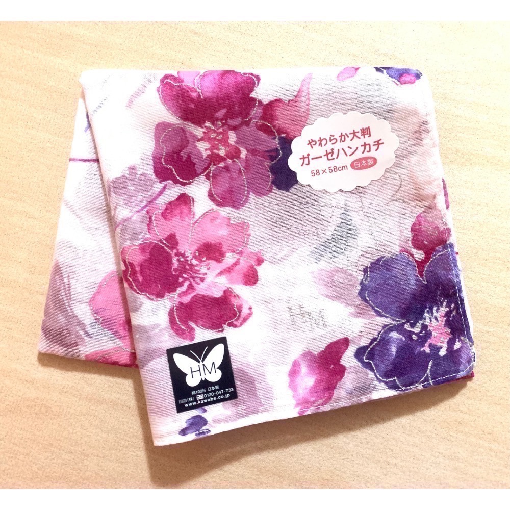 日本製 HM HANAE MORI 森英惠 蝴蝶 手帕 方巾 58cm-規格圖3